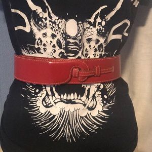 Vintage Anne Klein Red Leather Belt